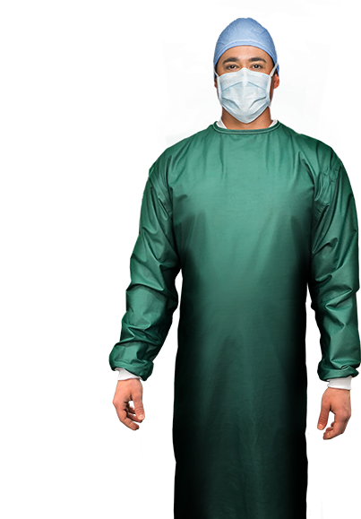 PREMIUM ISOLATION GOWN MADE RIGHT HERE. 